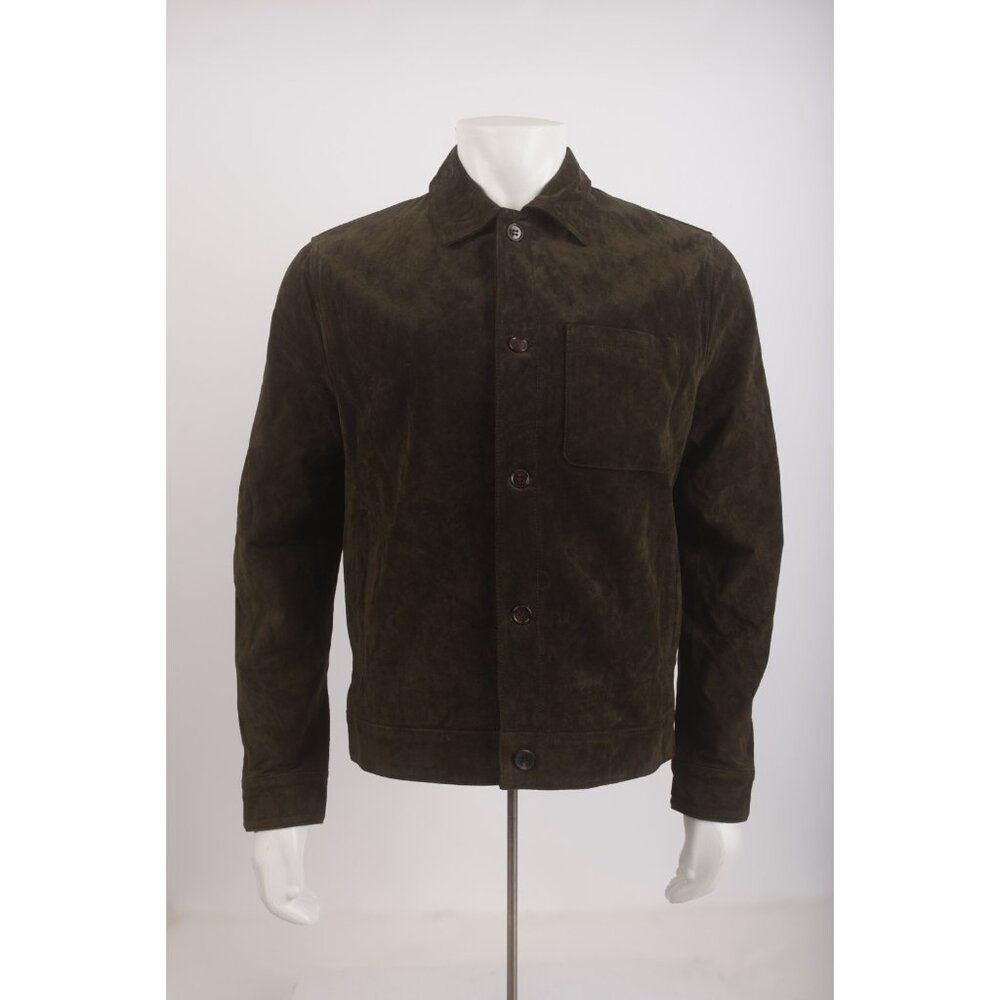 Zara Womans Jacket Coat Size L Large Deep Green Suede Pig Leather NWOT